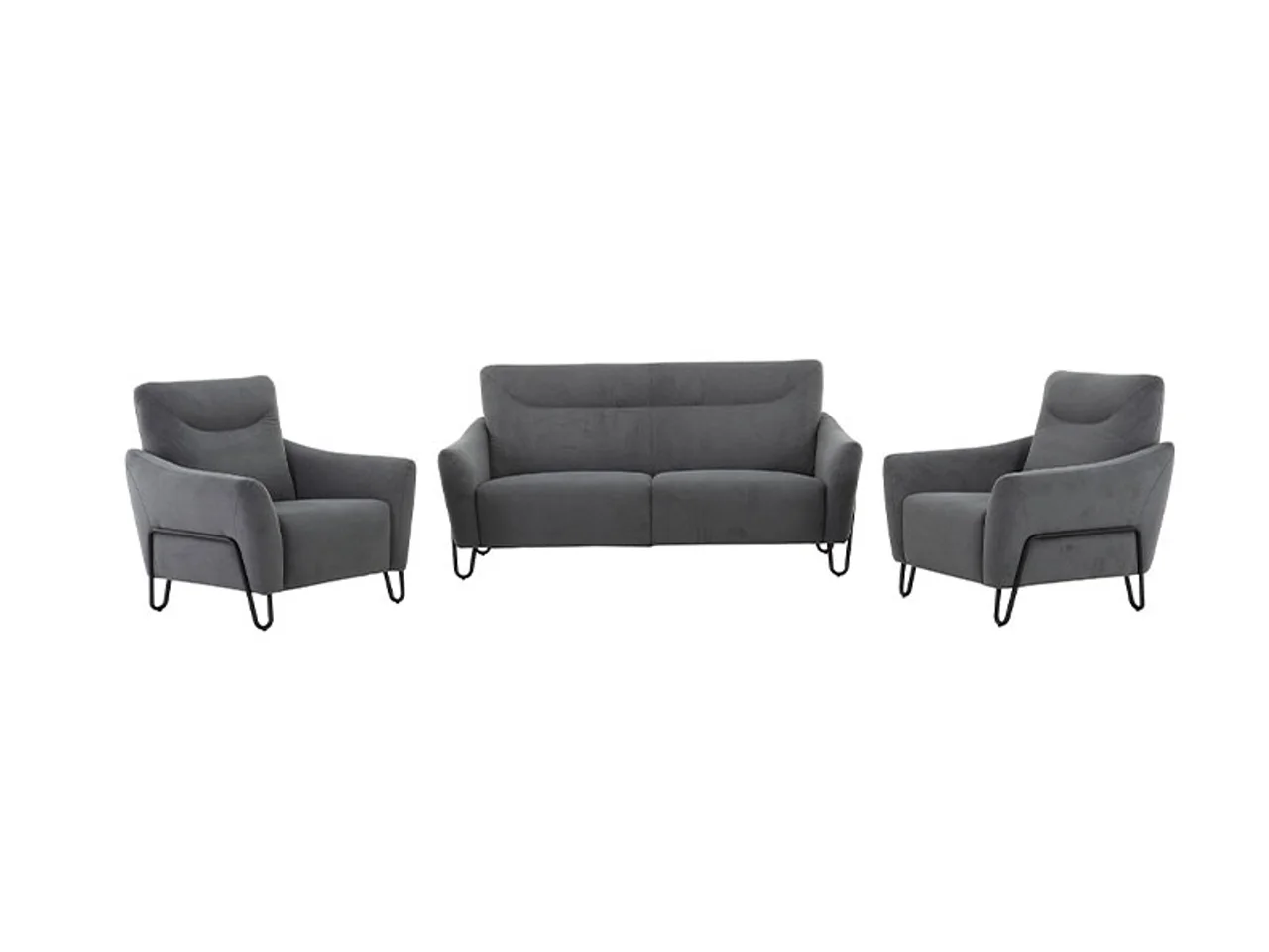 Chairmeng three-piece fabric recliner sofa set on the floor